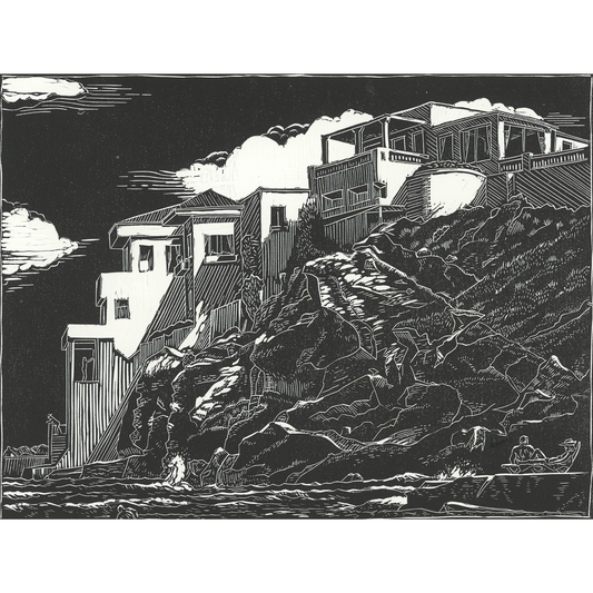 Hotel Le Mirage Noir Linocut Wall Art