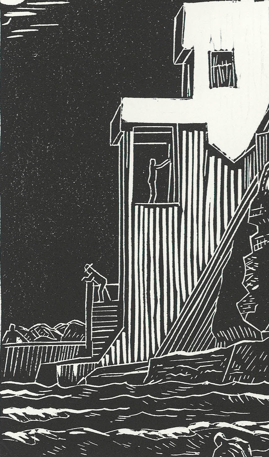 Hotel Le Mirage Noir Linocut Wall Art