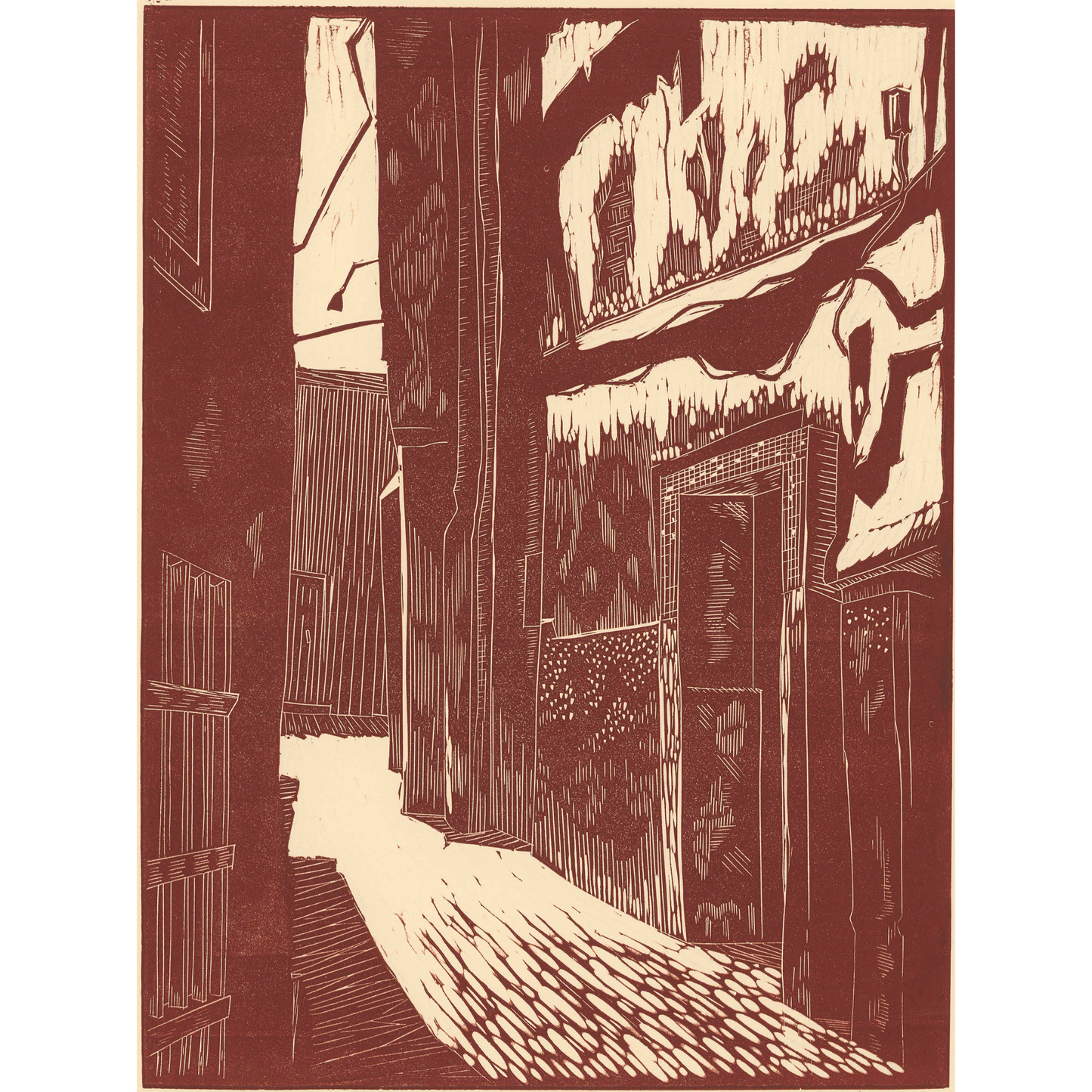 Moroccan Alleyway II Linocut Wall Art